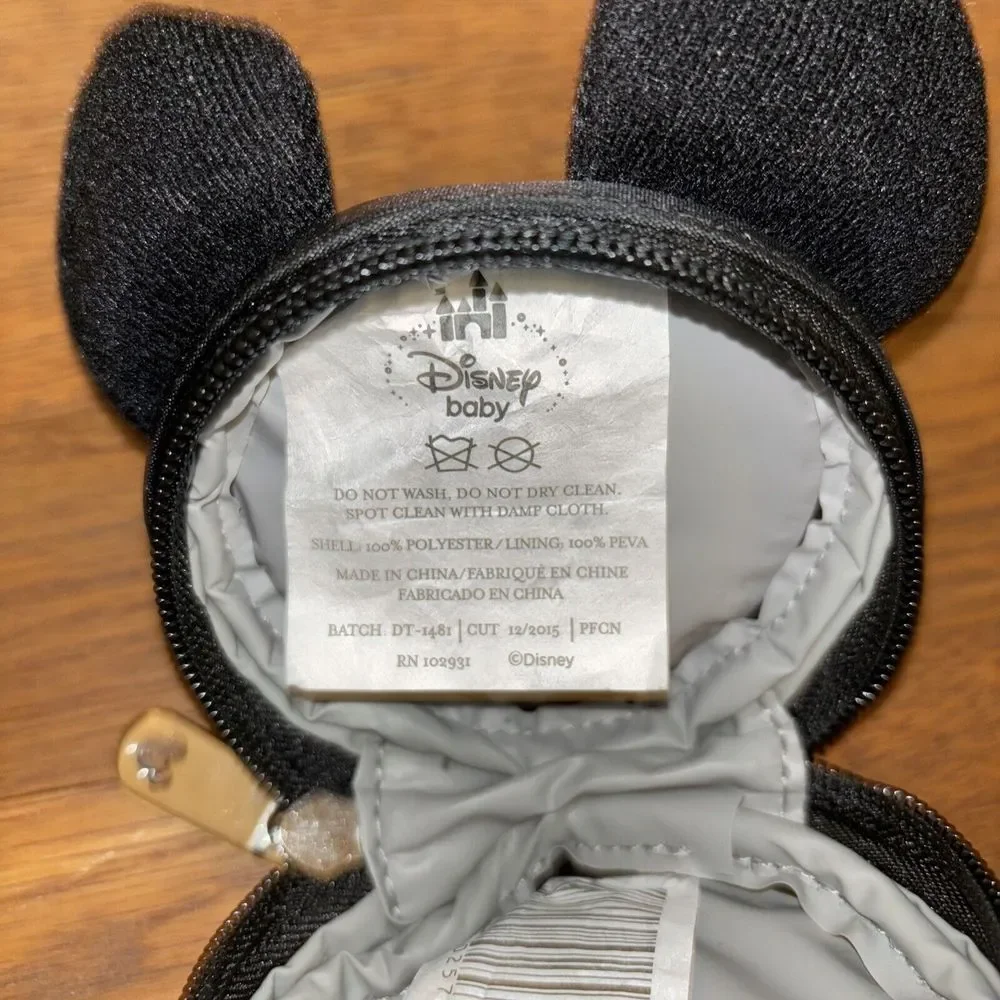 Disney Baby Mickey Mouse Pacifier Pouch Carrying Travel Case Strap Black Red EUC
